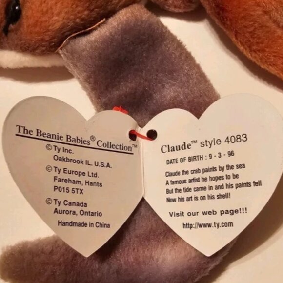 TY Beanie Baby - CLAUDE the Crab (PVC Pellets - 4th Gen - All CAPS Error) MWMT's - Picture 2 of 7